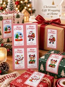 300pcs Christmas Gift Sealing Stickers Cute Festive Holiday Labels Self Adhesive Gift Box Packaging Party Favor Present Wrapping New Year DecorationsAssorted - Multicolor - View 7