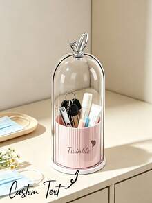 Customized Storage Boxes, Cosmetic Organizers With Compartments, Can Be Customized With Names And Text. 360° Rotating Toothbrush Holder With Transparent Dust-Proof And Mosquito-Proof Cover, Can Store Brushes, Lipsticks And Skincare Products - Suitable For Daily Work, Dorm Storage. Perfect Gift For Birthday, Graduation, Back To School, Easter, Christmas - Multicolor - View 4