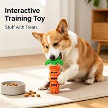 1pc Carrot Dog Chew Toy, Durable For Small And Medium Puppies, Spiral Lock Treat Dispenser - Multicolor - View 4