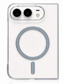 極簡時尚透明磁吸手機殼，相容 iPhone 18 Ultra，支援折疊無線充電，硬 PC 防震保護殼 - 透明淺藍色 - 查看 7