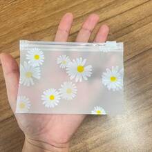 20/40pcs Daisy Pattern Frosted Plastic Zipper Bags Reusable Transparent Storage Bags, Suitable For Cosmetics Jewelry Hair Additions Office Supplies Crafts Stationery Organization - Multicolor - View 6