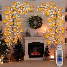 1pc Flexible Maple Leaf Branch String Light, Glowing Maple Vine Light, USB Powered, 8 Flashing Modes, Decorative Atmosphere Light, Suitable For Wall, Bedroom, Living Room, Autumn Home Decor And Thanksgiving - Maple Leaf Rattan - View 9