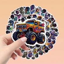 50pcs Cool Monster Truck Pattern Stickers, Fun Decorative Stickers Suitable For Car Decals, Bumper Stickers, Laptop Stickers, Add Fun To Your Life, Birthday Gift, Easter Gift, Christmas Gift, Valentine's Day Gift, Perfect Gift Choice, Perfect Gift For Back To School Season - 50pcs - View 4
