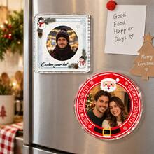 Custom Christmas Photo Magnets, Personalized Family Fridge Magnets, Customized Text Holiday Refrigerator Decorations, Customizable Round Square Picture Magnets, Santa Snowman Theme Keepsake Gifts, Festive Home Decor, Christmas Party Accessories - Style a - View 6