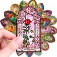 50pcs Church Stained Glass Graffiti PET Stickers, Suitable For Decorating Journals, Phone Cases, Notebooks, Tablets, Skateboards, Guitars, Party Packaging, Water Bottles And Luggage - Multicolor - View 2
