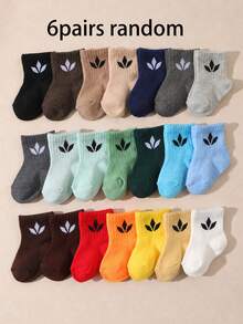6/10/20 Pairs Random Solid Color Candy Color Casual Mid-Calf Socks For Infants And Toddlers, Autumn/Winter - Multicolor - View 14