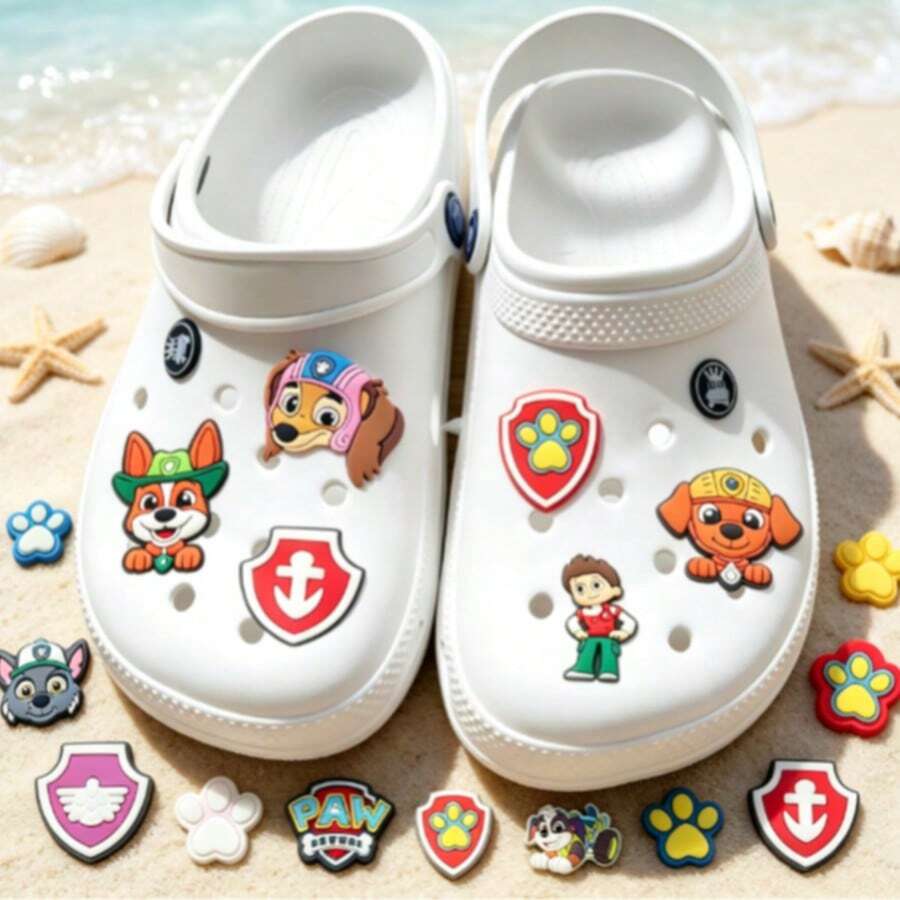 Paw Patrol 汪汪隊卡通狗狗 PVC 軟橡膠鞋飾,DIY 洞洞鞋裝飾配件 - 彩色 - 查看 1