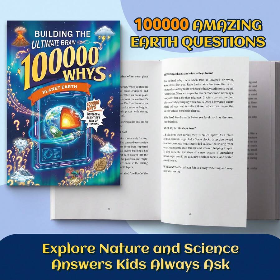 100000 Whys Planet Earth Science Notebooks, Earth Structure, Volcanoes, Weather, Tornadoes, Glaciers, Oceans & Natural Phenomena, Fun Questions And Answers, Scientific Thinking & Discovery, English Edition - Planet Earth Science - View 1