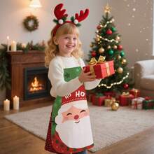 5 Packs Kids Apron With Cute Christmas Pattern Design For Girls Boys, Children Art Painting Aprons Kitchen Classroom Cooking Baking , DIY Party - Multicolor - View 6