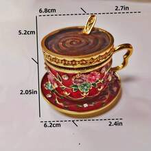 1pc Exquisite Mini Coffee Cup Shaped Jewelry Box, Ring Box & Accessory Storage Box For Rings And Earrings, Cute Desktop Decor Ornament Gift, Small Keepsake Organizer Box Suitable For Vanity Drawer Travel, Portable Jewelry Box For Women, Teens And Adults - Multicolor - View 6