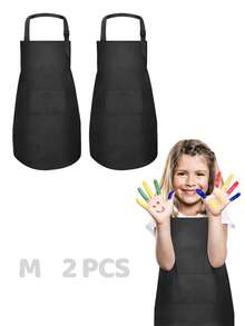2pcs Adjustable Kids Painting Aprons, Durable Children's Art Aprons With Pockets, Suitable For Boys And Girls, For Kitchen, Lab Activities, Painting And Baking Crafts - 2-pack - View 15