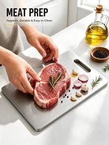 3pcs/1pc Premium Stainless Steel Double-Sided Cutting Board, Convenient Kitchen Double-Sided Stainless Steel Cutting Board, Suitable For Meat, Fruit And Vegetables, Thickened Anti-Mold, Suitable For Home And Restaurant Use, Easy To Clean With Water, Essential Kitchen Tool For Home Cooks And Cooking Enthusiasts, Used For Cutting Meat, Cheese, Bread, Vegetables And Fruit, Suitable For Home, Dorm, Kitchen Tools, Suitable As Home Gift, Christmas Or Back To School Gift. - View 6
