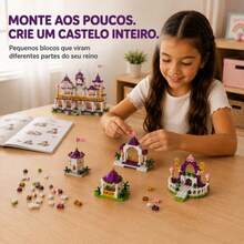 Castelo Infantil Blocos de Montar 8 em 1 Mini Peças Construção Criatividade Coleção - Multicolorido - Visão 6