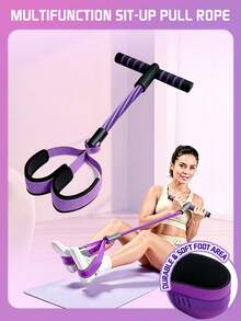 New Contrast Color Foot Resistance Band, 6-Tube Yoga Auxiliary Rope, Sit-Up Training Leg Stretching Band, Yoga Mat Hand Resistance Band Elastic Rope, Suitable For Abdominal And Arm Fitness, Applicable To Various Occasions, Super Convenient To Use Anytime And Anywhere - Multicolor - View 2