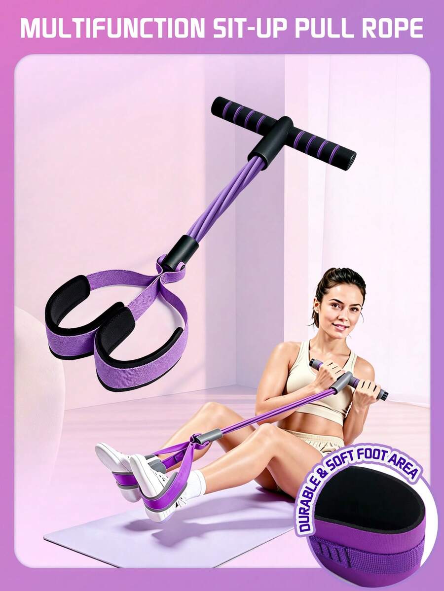 New Contrast Color Foot Resistance Band, 6-Tube Yoga Auxiliary Rope, Sit-Up Training Leg Stretching Band, Yoga Mat Hand Resistance Band Elastic Rope, Suitable For Abdominal And Arm Fitness, Applicable To Various Occasions, Super Convenient To Use Anytime And Anywhere