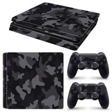 Dark Gray Camouflage Pattern Vinyl Sticker Set Compatible With PS4 Slim, Full Set Includes Console Sticker + 2 Controller Stickers, Premium PVC Material, Scratch-Resistant And Wear-Resistant, Removable Without Residue Game Console Decorative Film - View 10
