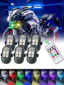 4/6PCS Wireless LED Strobe Lights/Ambient Light With Remote Control,Mini Lights 8 Colors USB Charing Anti-Collision Led Emergency Warning Lights For Car Motorcycle Drone Aircraft Bike - Multicolor - View 12