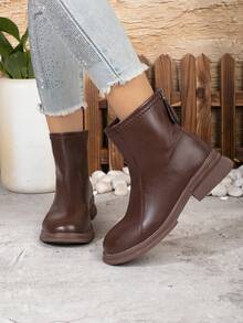 Ladies Polka Dot Print Flat Sandal Booties, Open Toe Ankle High Design, Slouchy Fold Over Shaft Summer Casual Footwear - Brown - View 5