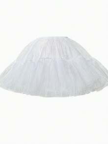 Lolita Petticoat Boneless Petticoat Rolled Hem Ruffle Tulle Skirt Elastic Waistband Cosplay Costume Halloween Set Party Accessories Photo Props - Multicolor - View 7