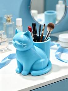 Cute Cat 3D Printed Pen Holder, Creative Cartoon Cat Design, Desktop Storage For Pens, Makeup Brushes, Lipsticks, Multiple Colors Available, Desk And Vanity Decor, Niche Healing Gift For Girls - Multicolor - View 14