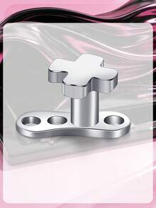 Đầu neo dermal piercing thép không gỉ 316L, trang sức dermal hình trái tim và ngôi sao, ren trong - Bạc - Xem 7