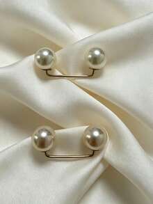 1pc/2pcs/3pcs Faux Pearl Brooch Pin, Chest Anti-Glare Pin Buckle, Pants Length Adjuster, Jeans Hem Fixing Clip, Suitable For Clothing, Tie Adjustment And Anti-Slip, Perfect For Apparel And Holiday Outfits - 3pcs - View 12