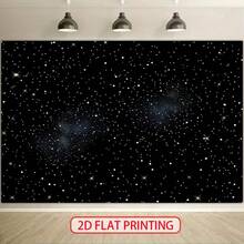 1pc Black Starry Sky Theme Banner, Made Of Polyester Material, Suitable For Birthday Parties, Starry Sky-Themed Gatherings,Dinner Settings,Background For Photography,Outdoor / Indoor.Great For Gatherings With Friends,Yard Decoration,Universal Theme. - A - View 2