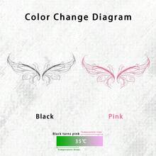 1pc Temporary Tattoo, Temperature Sensitive Color Changing Wings Pattern Black To Pink, Realistic Fake Tattoo Design, For Daily, Bachelorette Party Favors, Music Festival, Game, Graduation Gift, Lasts 3-5 Days - Multicolor - View 4