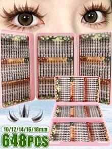 540/648 Clusters Eyelash Book Set, Invisible Ultra-Fine Stem, Lightweight Fluffy D Curl, 10/12/14/16/18mm Mixed Length, Long-Lasting Waterproof, Easy DIY Wear, Pink Storage Box, Christmas Gift Set For Women - Pink - View 8
