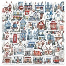 50pcs Winter Cabin Doodle Stickers Waterproof, Suitable For Kindle, Laptop, Phone, Water Bottle, Etc., Gift For Book Lovers - Sticker - View 1