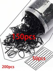 500/1500/3000入黑色一次性小橡皮筋，適合小女孩綁頭髮，高彈性耐用橡皮筋 - 黑色 - 查看 6