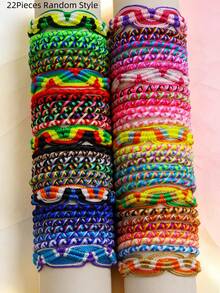 11/22 Pcs Kids Hand Braided Friendship Bracelets, Adjustable Colorful Woven String Wristbands, Boho Festival Jewelry Gift For Girls Boys - SZ001-010 - View 12