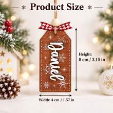 Custom Christmas Stocking Name Tag, Personalized Wooden Snowflake Ornament, Holiday Stocking Decor, Customized Christmas Tree Decorations, Customizable Name Bag Charm, Festive Party Accessories, Christmas Gift For Family Friends, Merry Christmas - Style B - View 2