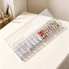 1pc Transparent 12-Grid Nail Art Storage Box, Multi-Compartment Nail Rhinestone & Pearl Storage Box, Portable Nail Tip & Extension Storage Box - Multicolor - View 8