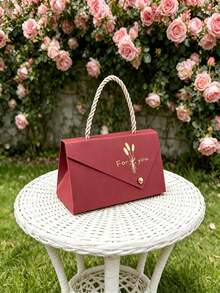 1/5pcs Red Gift Boxes, Premium Small Gift Packaging Boxes, Gold Foil For You Handle Paper Boxes, Packaging Boxes, Gold Foil For You Handle Paper Boxes... Suitable For Wedding Favors, Birthday Parties, Holiday Gift Packaging - Red Gift Box With Handle - View 3