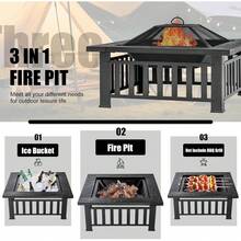 Mesa con Chimenea Exterior Cuadrada Negra 81.3x81.3x35.6 cm| Fogón de Metal de 32 Pulgadas Multifuncional para Patio Jardín y Trasero| con Pantalla Cortafuegos para Acampar Calentar Fogata y Picnic| Fácil de Armar - 1 - Ver 6