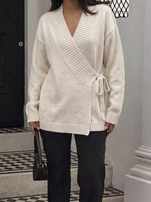 Women's Autumn Fashion Street Style Apricot Long Sleeve Cardigan Sweater - Apricot - View 3
