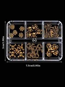 1pc 30pcs Autumn Halloween Alloy Nail Art Charms, Dark Gothic Style Multi-Design Nail Decoration Accessories - Gold - View 4