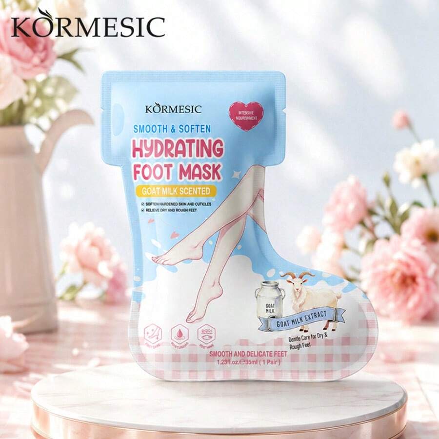 KORMESIC Goat Milk Moisturizing Foot Mask 1 Pair 35ml Wearable Sock Type Goat Milk Extract Softens Dry Rough Foot Skin Home Moisturizing Foot Care - Milky Aroma - View 1