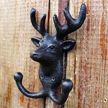 1pc Hook - Wall Hook, Vintage Deer Horn Wall Hook - Country Style Double Hook Coat Rack - Deer - View 1