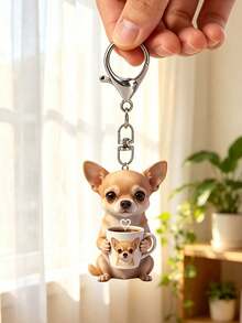 2D Flat Puppy, Kitten, Koala Pattern Keychain, Cute Dressed Animal Drinking Milk Tea Keychain, Beautiful Fashionable Key Ring Wallet Handbag Decoration, Fashionable Dressed Animal Drinking Milk Tea Party Keychain, Novel Acrylic Design Key Ring Decoration, Durable And Lightweight, Suitable For Car Keychain, Phone Keychain, Backpack And Wallet Keychain Decoration - Can Be Used As Birthday Gift, Pet Lover Keychain Car Key Bag Pendant - Multicolor - View 7