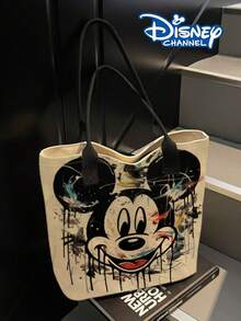 Disney Cute Cartoon Mickey, Minnie, Daisy Duck Tote Bag Handbag With Pink Heart Pattern, Large Capacity Shoulder Bag, Women's Fashion Handbag For Work, School, Commute, Travel, Shopping, Daily Use - Multicolor - View 7