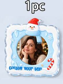 Custom Christmas Photo Magnets, Personalized Family Fridge Magnets, Customized Text Holiday Refrigerator Decorations, Customizable Round Square Picture Magnets, Santa Snowman Theme Keepsake Gifts, Festive Home Decor, Christmas Party Accessories - Style a - View 9