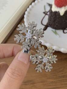 10/5pcs Women's Snowflake Faux Pearl Hair Clips, Fashion Bangs Clips, Suitable For Daily Wear, Perfect Gift For New Year And Christmas, Autumn/Winter Atmosphere Hair Clips - Silver - View 2