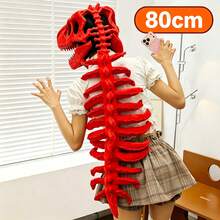 1 قطعة طقم تنكري ديناصور، تصميم هيكل عظمي ديناصور واقعي، عصابة رأس جمجمة العمود الفقري من الفرو الناعم، مناسب للهالوين والكريسماس، غير كهربائي، هدية مثالية - متعدد الألوان - مشاهدة 25