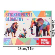 1 buah Puzzle Stiker - Stiker Kolase Geometris 3D Anak-anak, Stiker Puzzle Intelektual Buatan Tangan DIY, Mainan Edukasi Pendidikan Dini, Buku Aktivitas Edukasi, Cocok Untuk Dewasa, Mengembangkan Kreativitas dan Keterampilan Motorik, Termasuk Hewan, Bentuk, Warna - Hadiah Ulang Tahun, Natal, Halloween (Termasuk Pinset Kecil) - MultiWarna - View 2