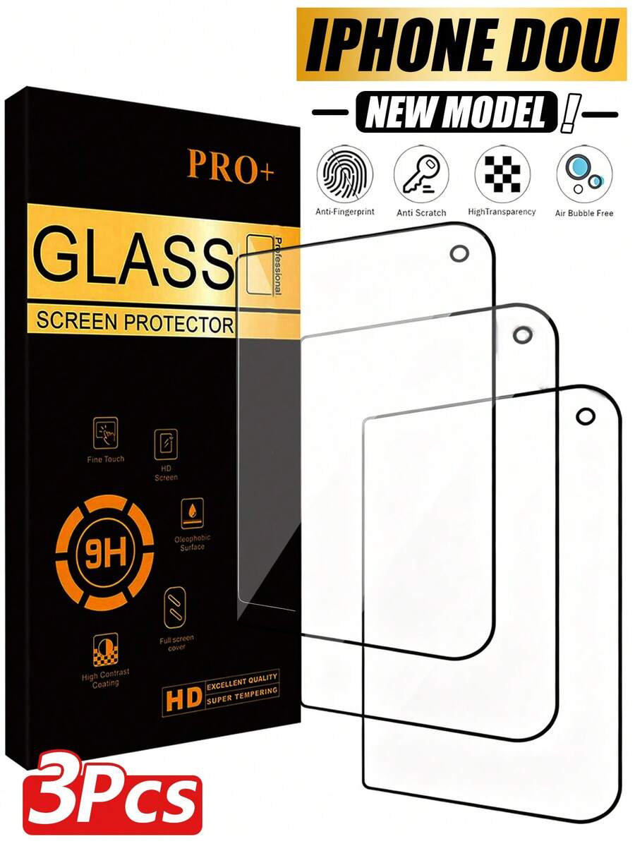 3 Packs [2026 New] 9H Tempered Glass Screen Protector Compatible With Iphone Duo, Silk Screen Black Edge, HD Clear, Anti-Scratch, Anti-Fingerprint, Shatterproof, Bubble Free, Easy Install, Case Friendly, Birthday Gift For Friends & Family - Clear - View 1