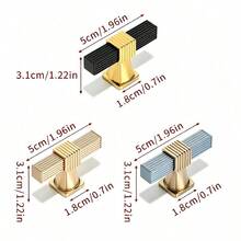 1pc/5pcs T-Shaped Color Block Pull Handle Black Grey Gold Dual-Tone Bar Handle Suitable For Drawer Pulls Door Handles Cabinet Pulls (With Screws) - single hole - View 4
