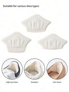 3 Pairs/Set, Heel Pads Anti-Friction Adjustable Shoe Size Trimmable Heel Cushions Suitable For Casual Shoes And Sports Shoes - 3 Pairs Of Beige - View 3