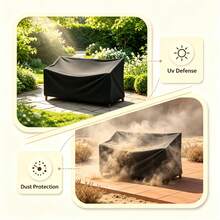 Patio Sofa Cover, 210D Oxford Fabric Garden Bench Cover, Fade-Resistant/Snow-Resistant/Wind-Resistant/Dust-Resistant/Water-Resistant - Black - View 4